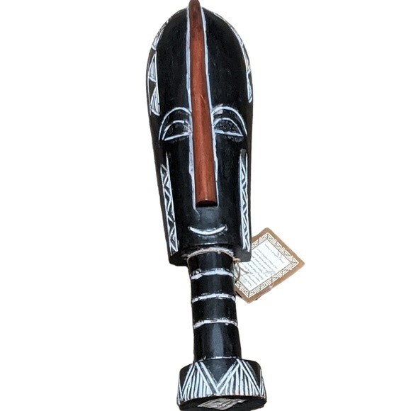 Hand Crafted Other - Face mask hand handcrafted Ghana wooden stand souvenir collectable ethnic